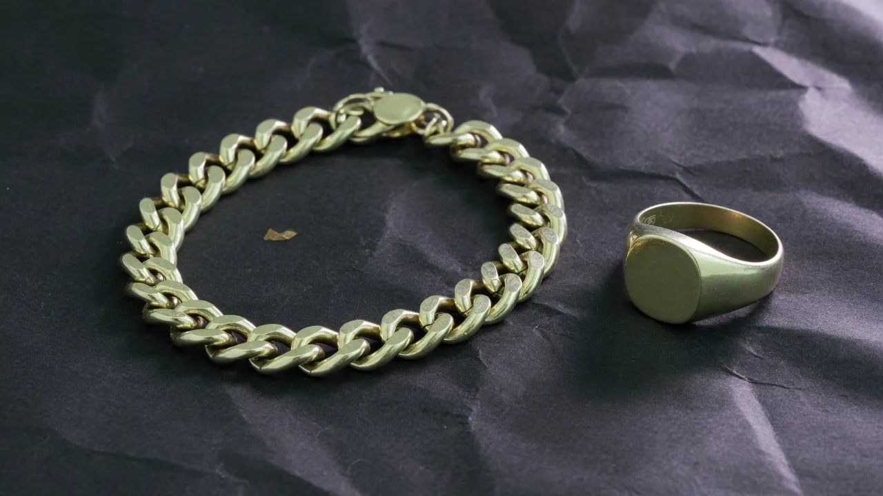 10K bracelet and signet before a buyer